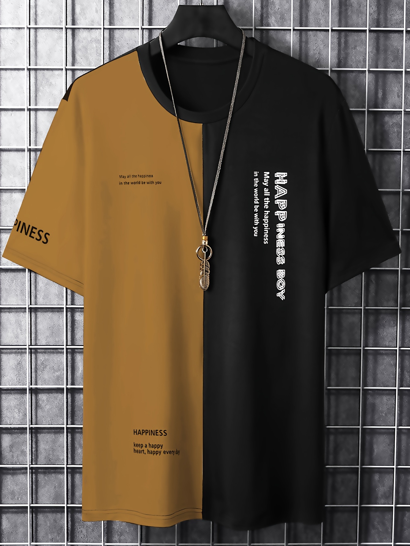 happiness boy pattern t shirt for men trendy color short sleeve top mens clothing for fishing sports running outing details 0