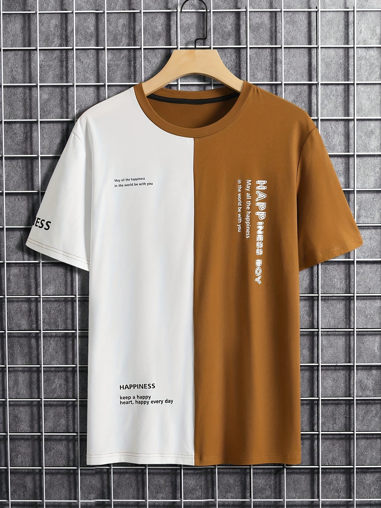 happiness boy pattern t shirt for men trendy color short sleeve top mens clothing for fishing sports running outing details 5