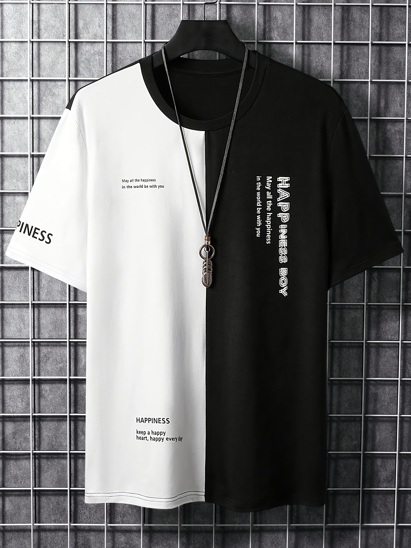happiness boy pattern t shirt for men trendy color short sleeve top mens clothing for fishing sports running outing details 11